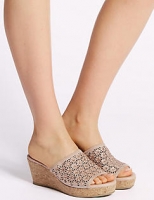 Marks and Spencer  Wedge Heel Slip-on Sparkle Mule Sandals