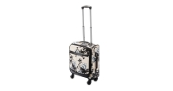 Beige Floral Travel Suitcase