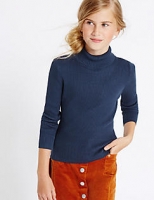 Marks and Spencer  Pure Cotton Roll Neck Jumper (3-14 Years)