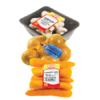 Costcutter  Onions Net 1kg/Mushroom Punnet 200g/Carrots Bag 750g