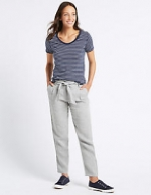 Pure Linen Textured Peg Trousers 40.00 €