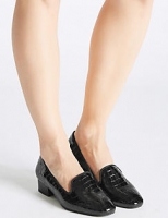 Marks and Spencer  Wide Fit Leather Block Heel Pump Shoes