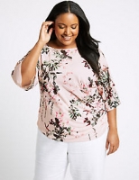 Marks and Spencer  CURVE Floral Print Short Sleeve Top