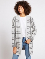 Marks and Spencer  Checked Longline Open Front Cardigan