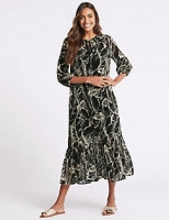 Marks and Spencer  Palm Print 3/4 Sleeve Tunic Maxi Dress