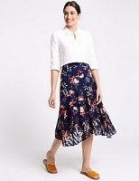 Marks and Spencer  Floral Print Asymmetric A-Line Midi Skirt