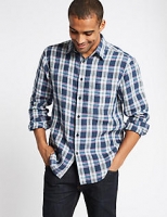 Marks and Spencer  Pure Linen Checked Shirt with Pocket