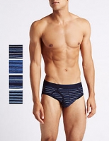 Marks and Spencer  4 Pack Cotton Rich Stretch Striped Briefs