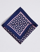 Marks and Spencer  Pure Silk Flat Fish Print Pocket Square