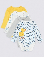 Marks and Spencer  4 Pack Bath Time Print Pure Cotton Bodysuits