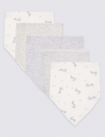 Marks and Spencer  5 Pack Printed Pure Cotton Dribble Bibs