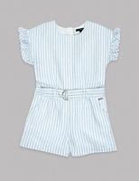 Marks and Spencer  Frill Sleeve Striped Playsuit (3-16 Years)