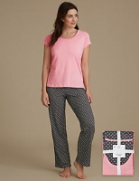 Marks and Spencer  Pure Cotton Spot Short Sleeve Pyjamas Set