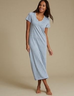 Marks and Spencer  Cotton Modal Blend Striped Nightdress