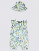Marks and Spencer  2 Piece Jersey Romper & Hat