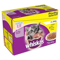 Centra  Whiskas Pouch Kitten Poultry Chunks Variety Jelly 12 Pack 1.