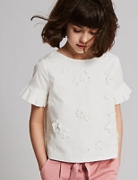 Marks and Spencer  Pure Cotton Lace Flower Top (3-16 Years)