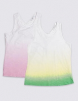 Marks and Spencer  2 Pack Pure Cotton Dip Dye Vest Tops (3-16 Years)
