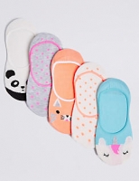 Marks and Spencer  5 Pairs of No Show Animal Socks (3-14 Years)