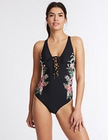 Marks and Spencer  Secret Slimming Lace-Up Printed Swimsuit