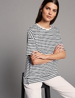 Marks and Spencer  Pure Cotton Striped Short Sleeve Top