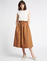 Marks and Spencer  Pure Cotton Smoke Waist A-Line Midi Skirt