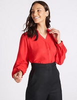 Marks and Spencer  Textured Notch Neck Long Sleeve Blouse