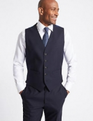 Navy Tailored Fit Wool Waistcoat 45.00 €
