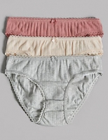 Marks and Spencer  3 Pack Pure Cotton Pointelle Bikini Knickers (6-16 Years)