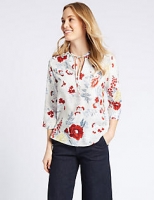 Marks and Spencer  Floral Print Notch Neck 3/4 Sleeve Blouse