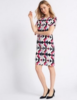 Marks and Spencer  Geometrical Print Ruched Sleeve Tunic Dress