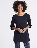 Marks and Spencer  Cotton Rich Ruffle Cuff 3/4 Sleeve Tunic