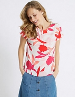Marks and Spencer  Floral Print Round Neck Short Sleeve Top