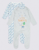 Marks and Spencer  2 Pack Printed Pure Cotton Sleepsuits
