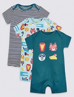 Marks and Spencer  3 Pack Designed Pure Cotton Rompers