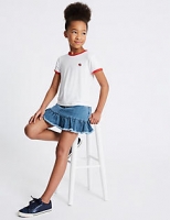 Marks and Spencer  2 Piece T-Shirt & Denim Skirt with StayNEW (3-16 Years)