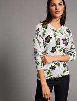 Marks and Spencer  Pure Cashmere Floral Print Cardigan