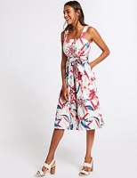Marks and Spencer  Cotton Rich Floral Print Skater Midi Dress