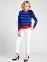 Marks and Spencer  Pure Cotton Bow Detail Stripe Jumper