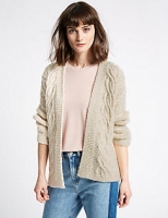 Marks and Spencer  Cotton Blend Textured Long Sleeve Cardigan