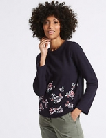 Marks and Spencer  Cotton Blend Floral Print Sweatshirt