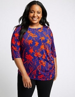Marks and Spencer  CURVE Floral Print Half Sleeve Top