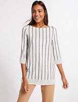Marks and Spencer  Striped Round Neck 3/4 Sleeve Tunic