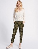 Marks and Spencer  Cotton Blend Floral Ankle Grazer Trousers