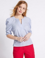 Marks and Spencer  PETITE Pure Cotton 3/4 Sleeve Blouse