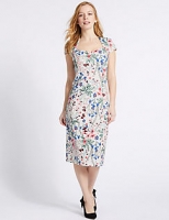 Marks and Spencer  PETITE Floral Print Bodycon Midi Dress