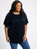 Marks and Spencer  CURVE Textured Ruffle Sleeve T-Shirt
