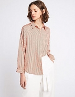 Marks and Spencer  Dipped Hem Striped Long Sleeve Shirt