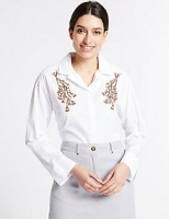Marks and Spencer  Pure Cotton Embellished Long Sleeve Shirt