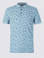 Marks and Spencer  Slim Fit Pure Cotton Bird Print Polo Shirt